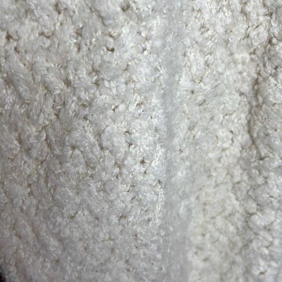 Lucky Brand Finn Ivory Fuzzy Wool Open Long Chunky Knit Cardigan Sweater Size La - Picture 3 of 6